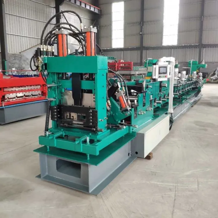 Workshop view of a hydraulic punch station on a forming line. It is not a photograph of a named racking upright model.